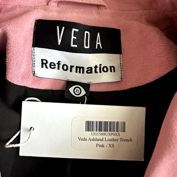 Reformation Veda Ashland Leather Trench Pink - Picture 9 of 10